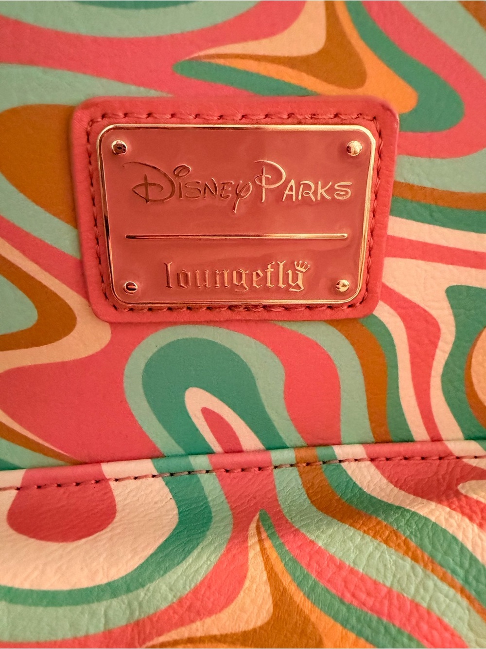 Disney Parks Loungefly Multicolor Teal Pink Coral Swirl Backpack with Ears - Picture 3 of 8